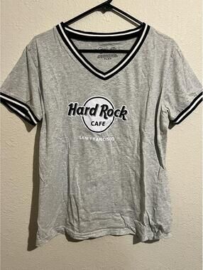 Hard Rock Cafe San Francisco Gray V-Neck T-Shirt Size XL